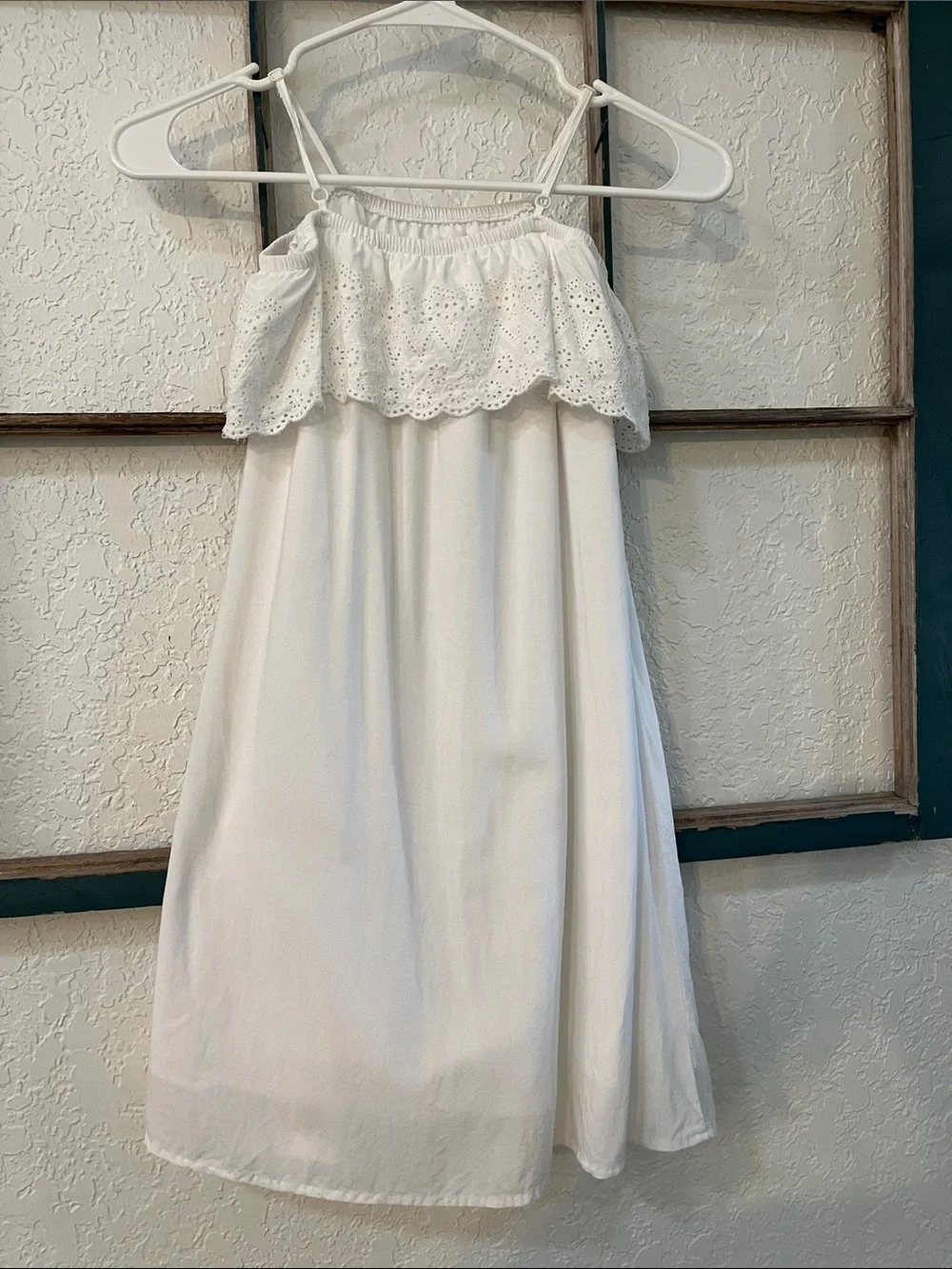 Epic Threads White Eyelet Ruffle Sundress for Girls Lined Sz Med